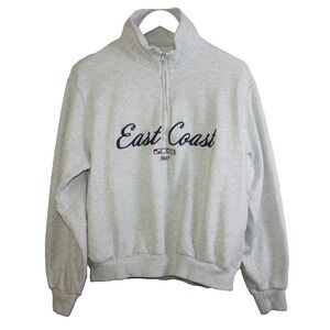 Hollister Sweater Womens Small Grey Pullover Sweater Quarter Zip East Coast Y2K